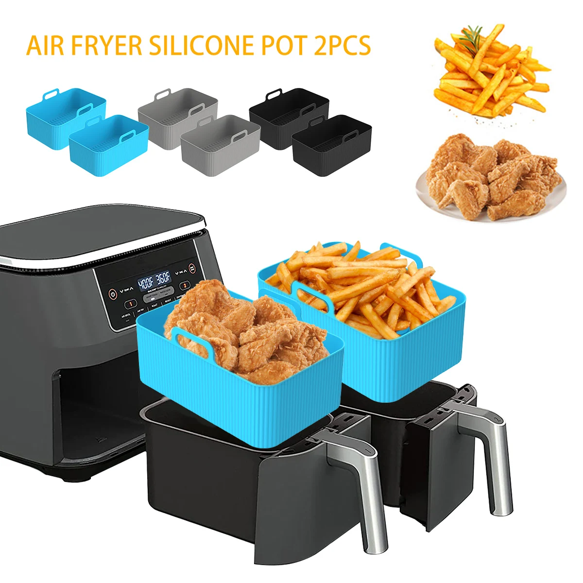 Air Fryer Silicone Pot Liner - 2Pcs Air Fryer Silicone Liner for