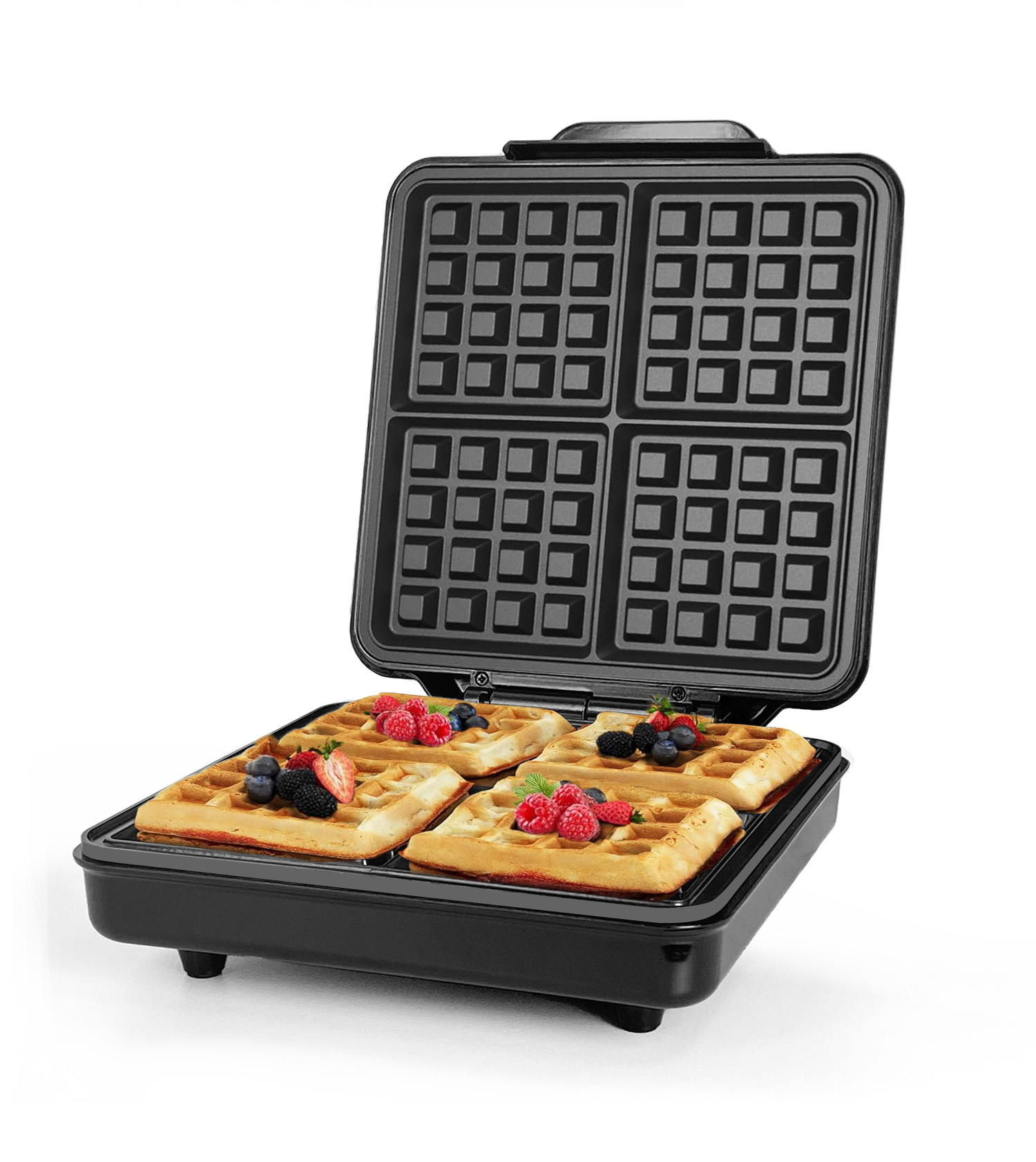 Mini Waffle Maker Machine - Mini Automatic 1200W 4-Slice Dual Zone