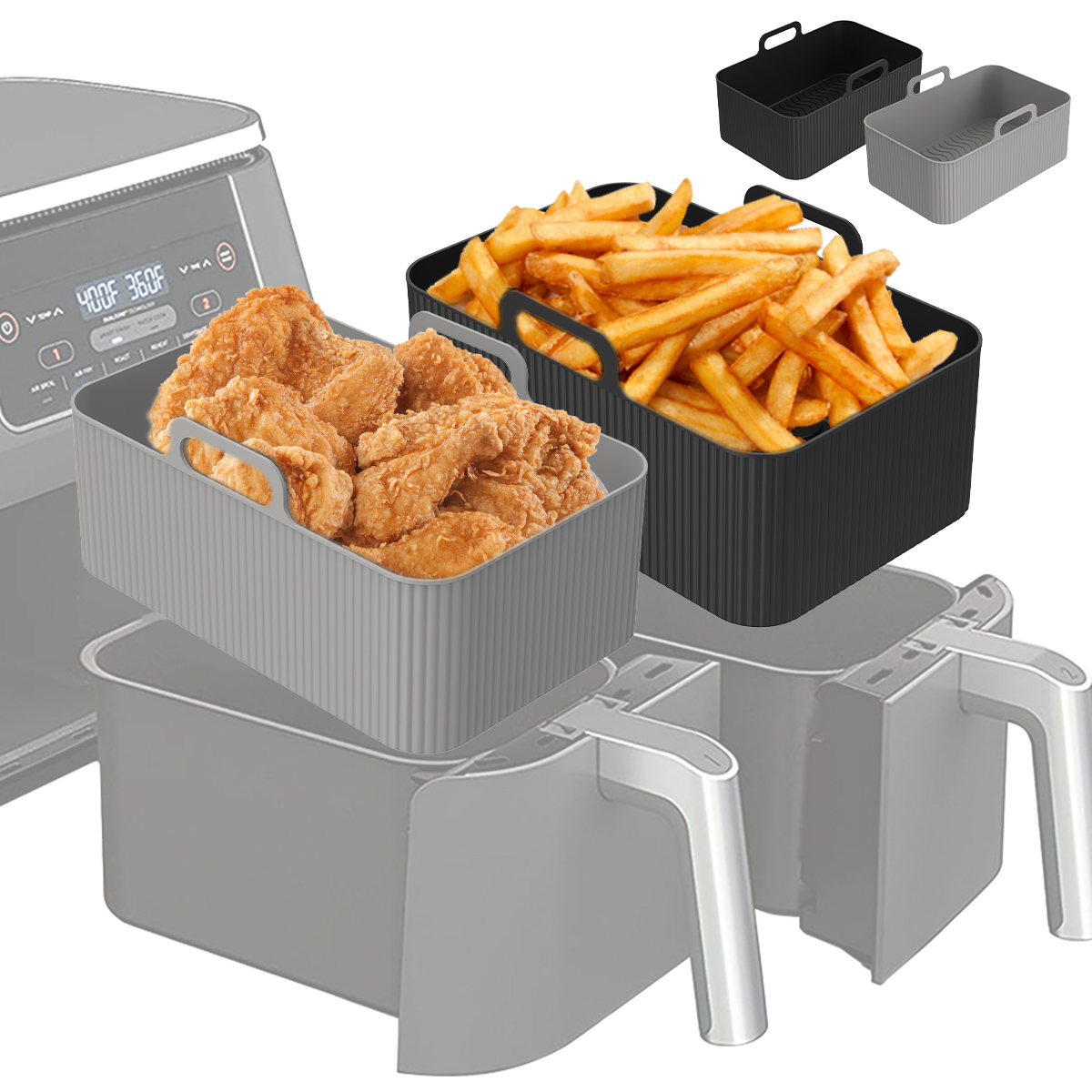 Air Fryer Silicone Pot Liner - Silicone Air Fryer Liner for Ninja