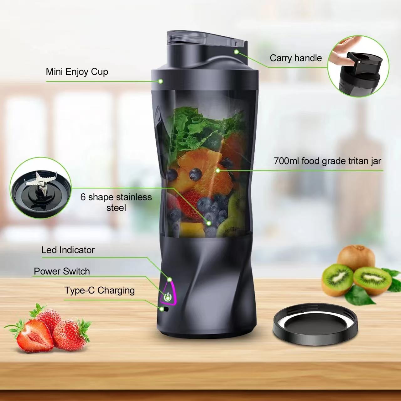 Portable Electric Juicer 700ML - огляд і ціна Portable Blender Usb Rechargeable