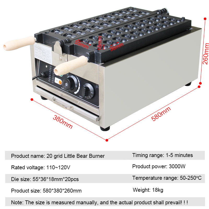 Commercial 20Pcs Bear Shape Ta - огляд і ціна Mini Waffle Maker Machine