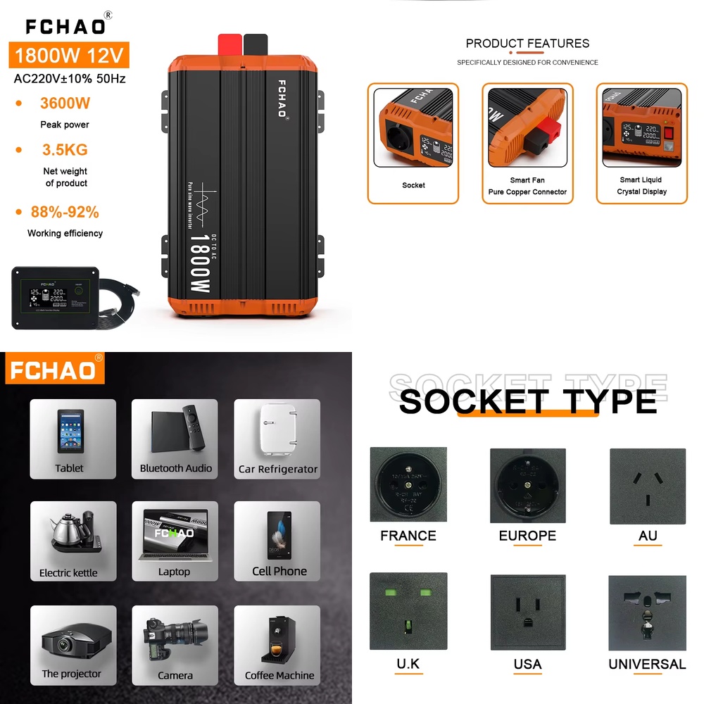 1800W Power Inverter DC 12V to - огляд і ціна Home Appliances