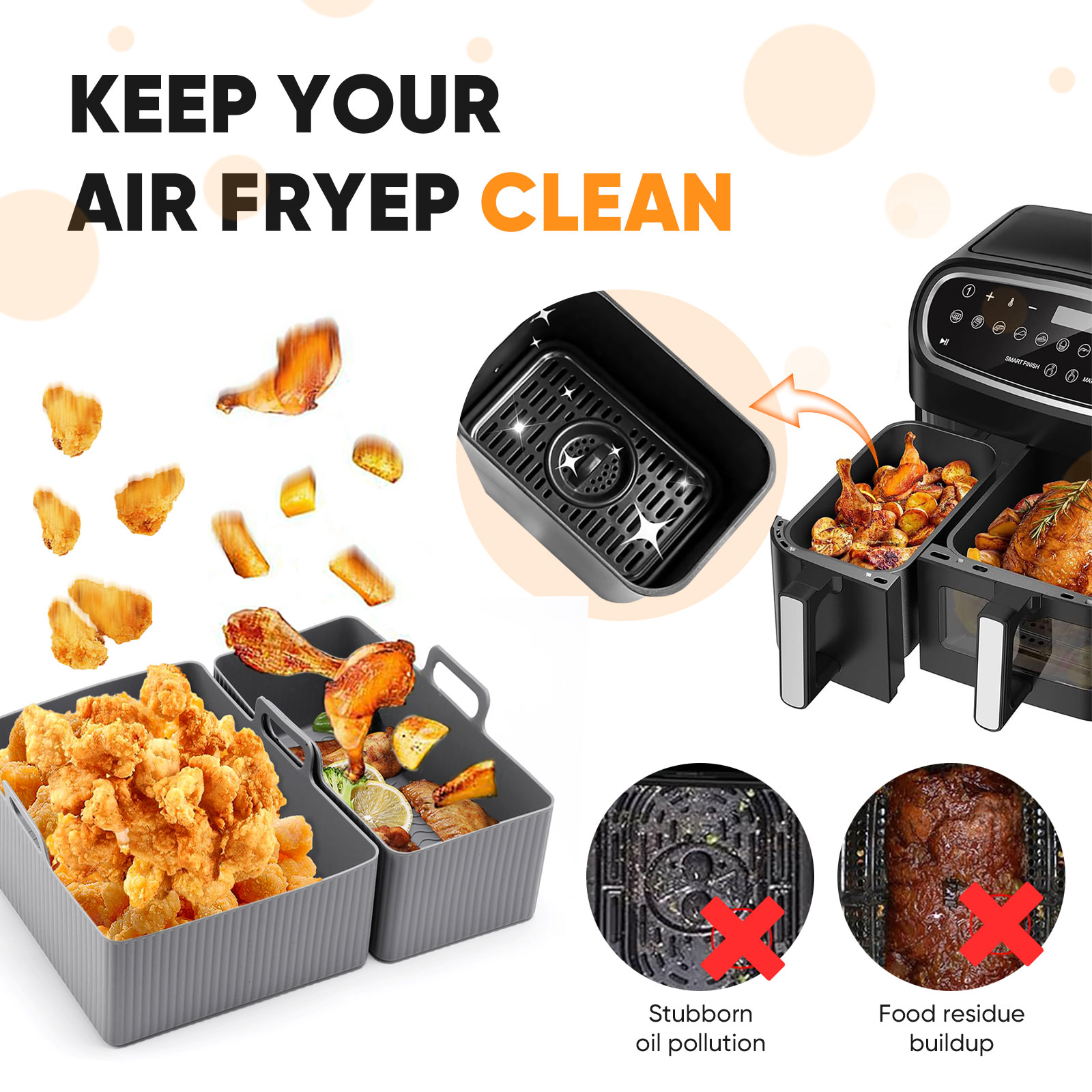 2pcs Set Silicone Air Fryer Ma - огляд і ціна Air Fryer Silicone Pot Liner