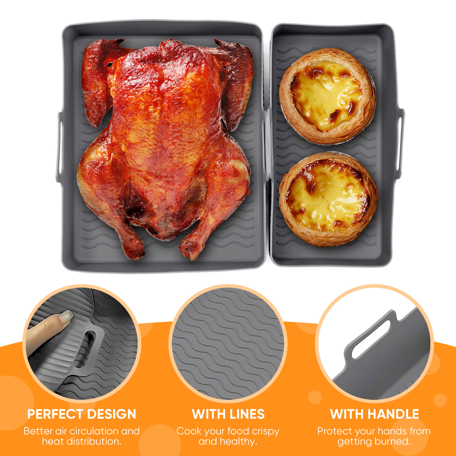 2pcs Set Silicone Air Fryer Ma - огляд і ціна Air Fryer Silicone Pot Liner